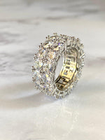Load image into Gallery viewer, TENNIS BAND ICE OUT SILVER 5X LAYERED DESIGNER MOISSANITE DIAMOND RING BAND