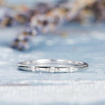Load image into Gallery viewer, THIN WHITE GOLD MINI MOISSANITE DIAMOND STACKABLE WEDDING BAND FOR GIFT