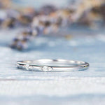 Load image into Gallery viewer, THIN WHITE GOLD MINI MOISSANITE DIAMOND STACKABLE WEDDING BAND FOR GIFT