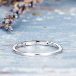 Load image into Gallery viewer, THIN WHITE GOLD MINI MOISSANITE DIAMOND STACKABLE WEDDING BAND FOR GIFT