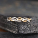 Load image into Gallery viewer, TWIST FULL ETERNITY YELLOW GOLD AND WHITE GOLD WOMEN INFINITY MOISSANITE WEDDING BAND