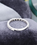 Load image into Gallery viewer, UNIQUE 3/4 ETERNITY VINTAGE BAGUETTE CUT DIAMOND WHITE GOLD WOMEN STACKING MOISSANITE WEDDING BAND