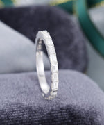Load image into Gallery viewer, UNIQUE 3/4 ETERNITY VINTAGE BAGUETTE CUT DIAMOND WHITE GOLD WOMEN STACKING MOISSANITE WEDDING BAND