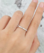 Load image into Gallery viewer, UNIQUE 3/4 ETERNITY VINTAGE BAGUETTE CUT DIAMOND WHITE GOLD WOMEN STACKING MOISSANITE WEDDING BAND