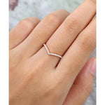 Load image into Gallery viewer, UNIQUE CURVED ROSE GOLD ROUND CUT CHEVRON STACKING BRIDAL MOISSANITE WEDDING BAND