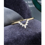 Load image into Gallery viewer, UNIQUE CURVED YELLOW GOLD MARQUISE CUT DIAMOND STACKING MATCHING MOISSANITE BAND