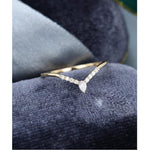 Load image into Gallery viewer, UNIQUE CURVED YELLOW GOLD PEAR STACKING MATCHING BRIDAL MOISSANITE WEDDING BAND