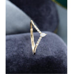 Load image into Gallery viewer, UNIQUE CURVED YELLOW GOLD PEAR STACKING MATCHING BRIDAL MOISSANITE WEDDING BAND