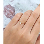 Load image into Gallery viewer, UNIQUE CURVED YELLOW GOLD PEAR STACKING MATCHING BRIDAL MOISSANITE WEDDING BAND
