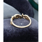 Load image into Gallery viewer, UNIQUE FLORAL VINTAGE YELLOW GOLD MILGRAIN STACKING MOISSANITE WEDDING BAND