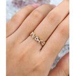 Load image into Gallery viewer, UNIQUE FLORAL VINTAGE YELLOW GOLD MILGRAIN STACKING MOISSANITE WEDDING BAND