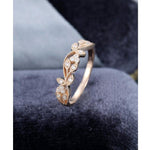 Load image into Gallery viewer, UNIQUE FLORAL VINTAGE YELLOW GOLD MILGRAIN STACKING MOISSANITE WEDDING BAND