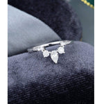 Load image into Gallery viewer, UNIQUE PEAR CUT WHITE GOLD VINTAGE STACKING MATCHING MOISSANITE WEDDING BAND FOR HER