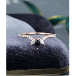 Load image into Gallery viewer, UNIQUE ROSE GOLD BEZEL SET MARQUISE BLACK STACKING MOISSANITE WEDDING BAND WITH MATCHING BAND
