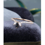 Load image into Gallery viewer, UNIQUE ROSE GOLD BEZEL SET MARQUISE BLACK STACKING MOISSANITE WEDDING BAND WITH MATCHING BAND