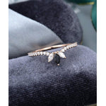 Load image into Gallery viewer, UNIQUE ROSE GOLD BEZEL SET MARQUISE BLACK STACKING MOISSANITE WEDDING BAND WITH MATCHING BAND