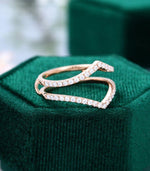 Load image into Gallery viewer, UNIQUE ROSE GOLD CROSS ENHANCER STACKING MATCHING MOISSANITE WEDDING BAND FOR HER