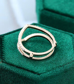 Load image into Gallery viewer, UNIQUE ROSE GOLD CROSS ENHANCER STACKING MATCHING MOISSANITE WEDDING BAND FOR HER