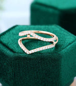 Load image into Gallery viewer, UNIQUE ROSE GOLD CROSS ENHANCER STACKING MATCHING MOISSANITE WEDDING BAND FOR HER