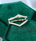 Load image into Gallery viewer, UNIQUE ROSE GOLD CROSS ENHANCER STACKING MATCHING MOISSANITE WEDDING BAND FOR HER