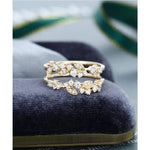 Load image into Gallery viewer, UNIQUE ROSE GOLD VINTAGE DOUBLE FLORAL STACKING MATCHING BRIDAL MOISSANITE WEDDING BAND