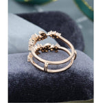 Load image into Gallery viewer, UNIQUE ROSE GOLD VINTAGE DOUBLE FLORAL STACKING MATCHING BRIDAL MOISSANITE WEDDING BAND