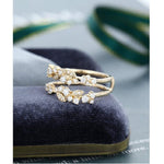 Load image into Gallery viewer, UNIQUE ROSE GOLD VINTAGE DOUBLE FLORAL STACKING MATCHING BRIDAL MOISSANITE WEDDING BAND