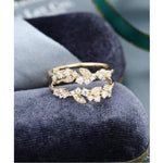 Load image into Gallery viewer, UNIQUE ROSE GOLD VINTAGE DOUBLE FLORAL STACKING MATCHING BRIDAL MOISSANITE WEDDING BAND