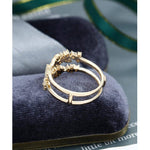 Load image into Gallery viewer, UNIQUE ROSE GOLD VINTAGE DOUBLE FLORAL STACKING MATCHING BRIDAL MOISSANITE WEDDING BAND