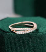 Load image into Gallery viewer, UNIQUE ROSE GOLD WOMEN CROSS VINTAGE BRIDAL HALF ETERNITY STACKING MOISSANITE WEDDING BAND