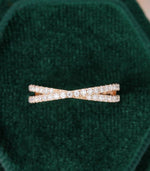 Load image into Gallery viewer, UNIQUE ROSE GOLD WOMEN CROSS VINTAGE BRIDAL HALF ETERNITY STACKING MOISSANITE WEDDING BAND