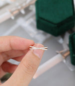Load image into Gallery viewer, UNIQUE ROSE GOLD WOMEN CROSS VINTAGE BRIDAL HALF ETERNITY STACKING MOISSANITE WEDDING BAND