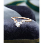 Load image into Gallery viewer, UNIQUE ROUND CUT ROSE GOLD CHEVRON STACKING MATCHING MOISSANITE WEDDING BAND