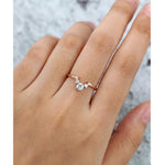 Load image into Gallery viewer, UNIQUE ROUND CUT ROSE GOLD CHEVRON STACKING MATCHING MOISSANITE WEDDING BAND
