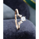 Load image into Gallery viewer, UNIQUE ROUND CUT ROSE GOLD CHEVRON STACKING MATCHING MOISSANITE WEDDING BAND