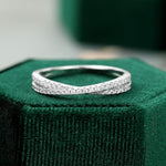 Load image into Gallery viewer, UNIQUE WHITE GOLD CROSS INTERTWINED BRIDAL HALF ETERNITY STACKING MOISSANITE WEDDING BAND