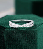 Load image into Gallery viewer, UNIQUE WHITE GOLD CROSS INTERTWINED BRIDAL HALF ETERNITY STACKING MOISSANITE WEDDING BAND