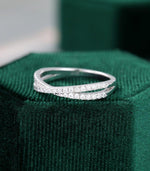 Load image into Gallery viewer, UNIQUE WHITE GOLD CROSS INTERTWINED BRIDAL HALF ETERNITY STACKING MOISSANITE WEDDING BAND