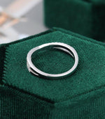 Load image into Gallery viewer, UNIQUE WHITE GOLD CROSS INTERTWINED BRIDAL HALF ETERNITY STACKING MOISSANITE WEDDING BAND