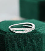Load image into Gallery viewer, UNIQUE WHITE GOLD CROSS INTERTWINED BRIDAL HALF ETERNITY STACKING MOISSANITE WEDDING BAND