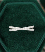 Load image into Gallery viewer, UNIQUE WHITE GOLD CROSS INTERTWINED BRIDAL HALF ETERNITY STACKING MOISSANITE WEDDING BAND