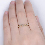 Load image into Gallery viewer, VINTAGE ART DECO UNIQUE YELLOW GOLD MILGRAIN HALF ETERNITY MOISSANITE WEDDING BAND