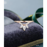 Load image into Gallery viewer, VINTAGE CURVED GOLD MARQUISE CUT STACKING MATCHING MOISSANITE WEDDING BAND