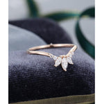 Load image into Gallery viewer, VINTAGE CURVED GOLD MARQUISE CUT STACKING MATCHING MOISSANITE WEDDING BAND