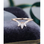 Load image into Gallery viewer, VINTAGE CURVED GOLD MARQUISE CUT STACKING MATCHING MOISSANITE WEDDING BAND