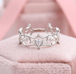 Load image into Gallery viewer, VINTAGE DIANA 1PRINCESS TIARA CROWN WIDE BAND DIAMOND WHITE GOLD BAND RING CHUNKY RINGS