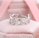 Load image into Gallery viewer, VINTAGE DIANA 1PRINCESS TIARA CROWN WIDE BAND DIAMOND WHITE GOLD BAND RING CHUNKY RINGS