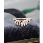 Load image into Gallery viewer, VINTAGE MARQUISE CUT ROSE GOLD STACKING THIN DAINTY MOISSANITE WEDDING BAND
