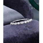 Load image into Gallery viewer, VINTAGE UNIQUE MILGRAIN WHITE GOLD STACKING MATCHING HALF ETERNITY MOISSANITE WEDDING BAND