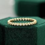 Load image into Gallery viewer, VINTAGE YELLOW GOLD FULL ETERNITY BEZEL SET MILGRAIN MOISSANITE WEDDING BAND FOR WOMEN
